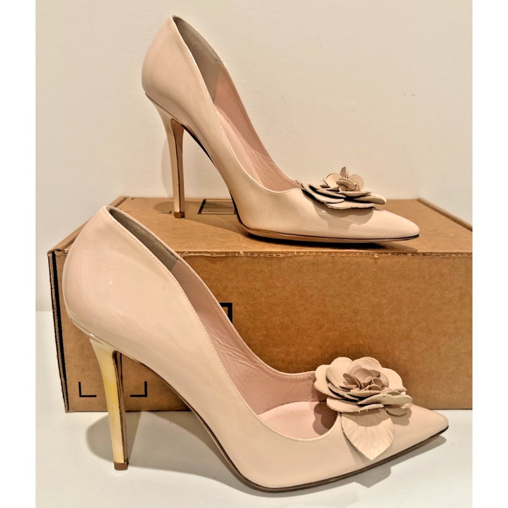 Kate Spade Size 10 Linden Patent Leather High Pump Nude Made in Italy **READ**